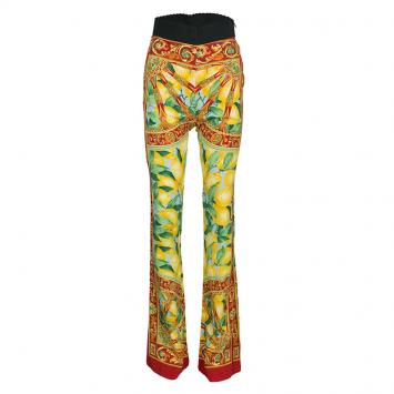 Pre Owned Dolce and Gabbana Multicolor Roman Lemon Printed Pants S