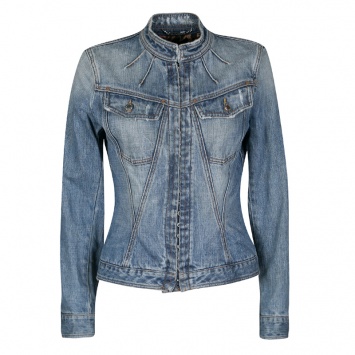 Pre Owned Dolce and Gabbana Blue Faded Effect Distressed Denim Jacket S