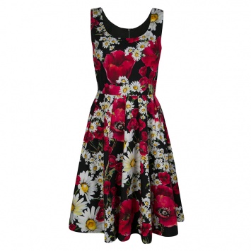 Pre Owned Dolce and Gabbana Poppy and Daisy Print Sleeveless Cotton Dress M 