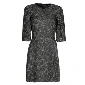 Pre Owned Dolce and Gabbana Grey Lurex Floral Jacquard Dress S
