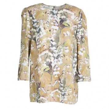 Pre Owned Dolce and Gabbana Brown Floral Print Top L