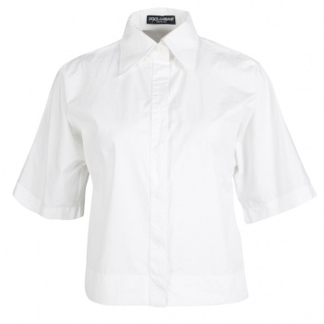 Pre Owned Dolce and Gabbana White Cotton Short Sleeve Button Front Shirt S