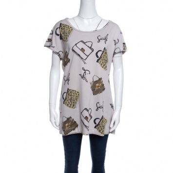 Pre Owned Dolce and Gabbana Grey Cotton Jersey Sicily Print T-Shirt M