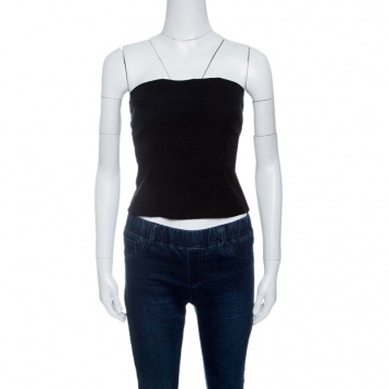 Pre Owned Dolce and Gabbana Black Knit Strapless Top M