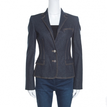 Pre Owned Dolce & Gabbana Indigo Dark Wash Denim Two Button Jacket S