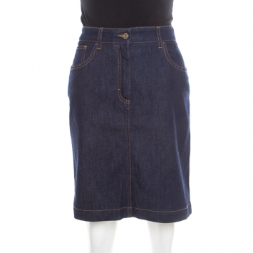 Pre Owned Dolce and Gabbana Indigo Dark Wash Denim Skirt M