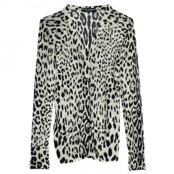 Pre Owned Dolce and Gabbana Animal Print Cardigan XL
