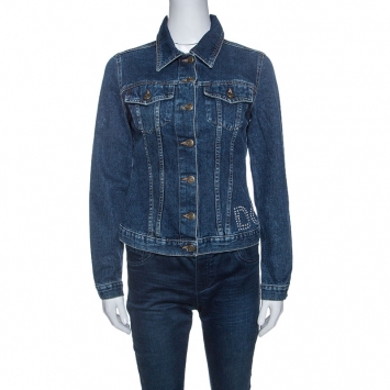 Pre Owned Dolce and Gabbana Blue Denim Embellished Detail Jacket M