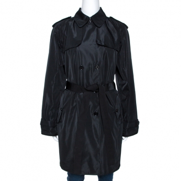 Pre Owned Dolce & Gabbana Black Belted Double Breasted Coat M