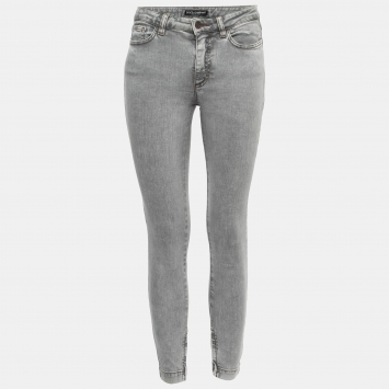 Pre Owned Dolce & Gabbana Grey Denim Zipped Hem Detail Audrey Jeans S Waist 26"