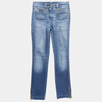 مملوكة مسبقًا Dolce & Gabbana Blue Washed Denim Pocket Detail Jeans XS Waist 28"
