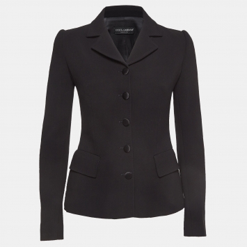 مملوكة مسبقًا Dolce & Gabbana Black Wool Buttoned Blazer S