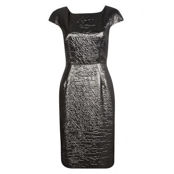 Pre Owned Dolce and Gabbana Metallic Cap Sleeve Sheath Dress M