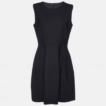 Pre Owned Dolce & Gabbana Black Wool Blend Sleeveless Dress M