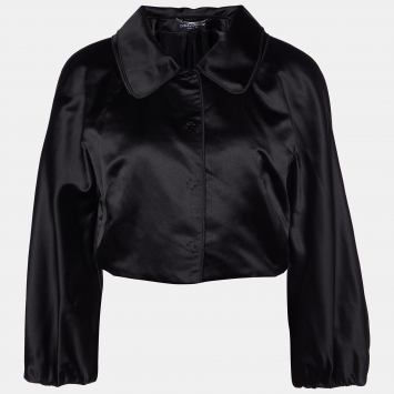 مملوكة مسبقًا Dolce & Gabbana Black Silk Satin Cropped Jacket M