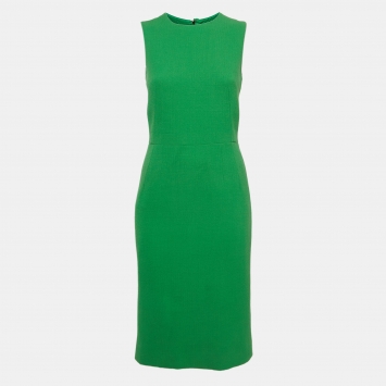 Pre Owned Dolce & Gabbana Green Wool Sleeveless Short Dress M