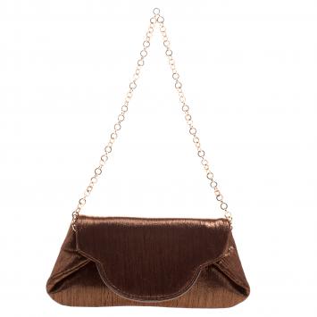 Pre Owned Dolce and Gabbana Bronze Leather Chain Clutch