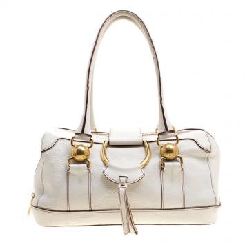 Pre Owned Dolce and Gabbana White Leather Satchel