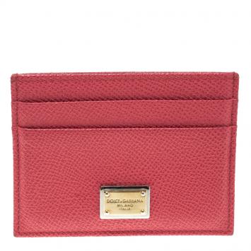 Pre Owned Dolce and Gabbana Red Leather Card Holder