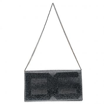 Pre Owned Dolce and Gabbana Silver/Black Crystal Embellished DG Clutch