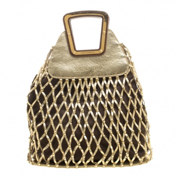 Pre Owned Dolce and Gabbana Metallic Gold Woven Leather Hobo
