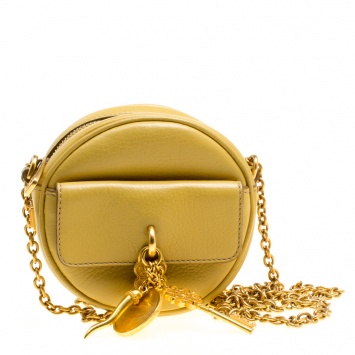 Pre Owned Dolce and Gabbana Mustard Yellow Leather Small Charm Miss Glam Crossbody Bag