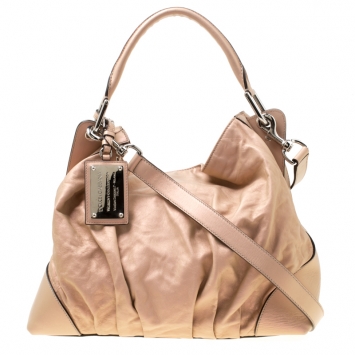 Pre Owned Dolce & Gabbana Metallic Pink Leather Miss Brooke Hobo