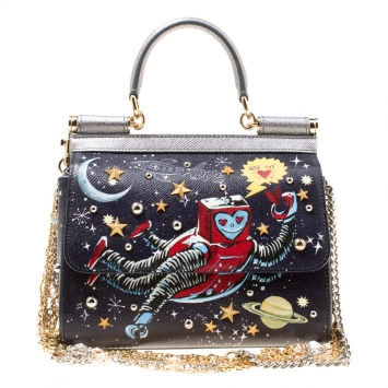 Pre Owned Dolce and Gabbana Multicolor Leather DG Astronaut Embe Miss Sicily Top Handle Bag