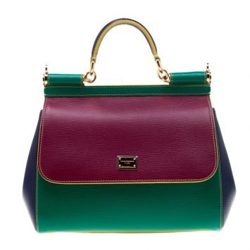 Pre Owned Dolce and Gabbana Multicolor Leather Medium Miss Sicily Satchel