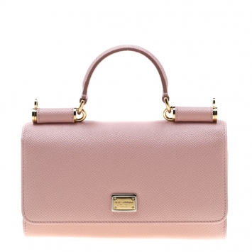 Pre Owned Dolce and Gabbana Blush Pink Leather Sicily Smartphone Von Bag
