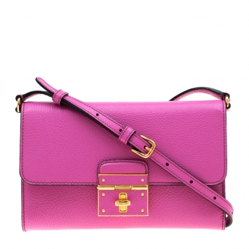 Pre Owned Dolce & Gabbana Pink Leather Rosalia Crossbody Bag