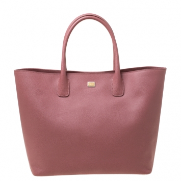 Pre Owned Dolce and Gabbana Pink Leather Miss Alma Tote