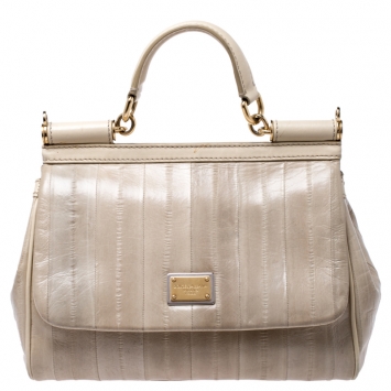 Pre Owned Dolce And Gabbana Beige Eel  Leather Medium Miss Sicily Bag