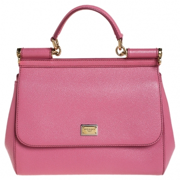 Pre Owned Dolce and Gabbana Pink Dauphine Leather Medium Miss Sicily Bag