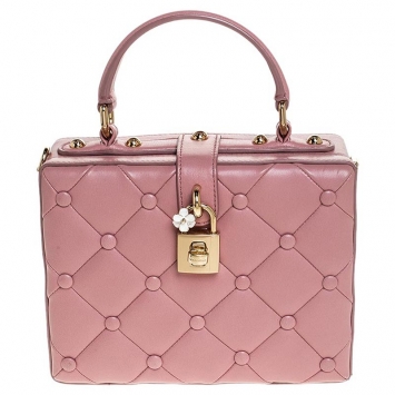 Pre Owned Dolce & Gabbana Pink Quilted Leather Box Top Handle Bag
