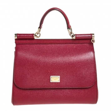 Pre Owned Dolce and Gabbana Red Dauphine Leather Medium Miss Sicily Bag