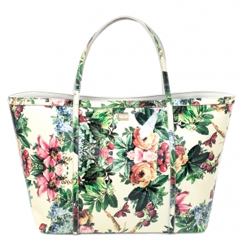 Pre Owned Dolce and Gabbana Multicolor Floral Print Patent Leather Miss Escape Tote