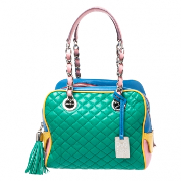 Pre Owned Dolce & Gabbana Multicolor Leather Lily Glam Bowler Bag