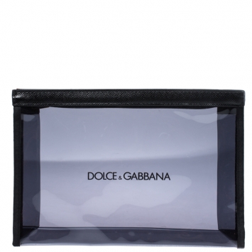 Pre Owned Dolce & Gabbana Clear Black PVC Swimsuit Pouch