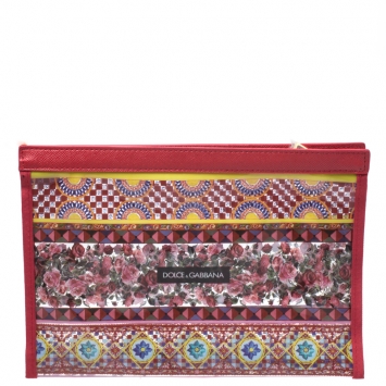 Pre Owned Dolce & Gabbana Red Printed PVC Swimsuit Pouch