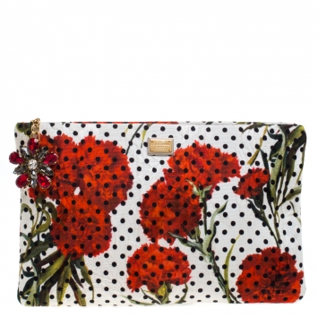 Pre Owned Dolce & Gabbana Multicolor Floral Print Canvas Zip Pouch