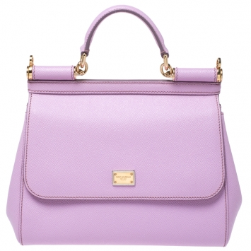 Pre Owned Dolce & Gabbana Lilac Purple Leather Medium Miss Sicily Top Handle Bag