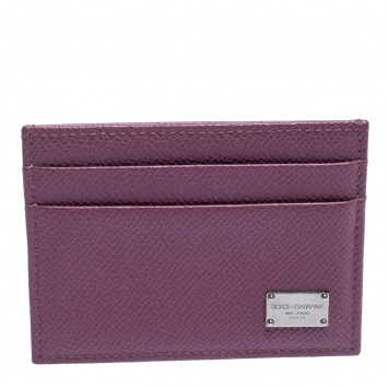 Pre Owned Dolce & Gabbana Purple Leather Card Holder
