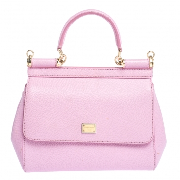 Pre Owned Dolce & Gabbana Pink Leather Small Miss Sicily Top Handle Bag