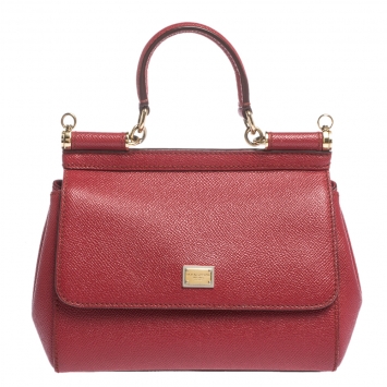 Pre Owned Dolce & Gabbana Red Leather Small Miss Sicily Top Handle Bag
