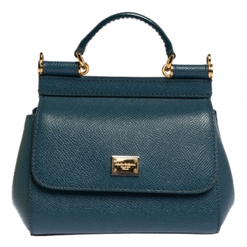 Pre Owned Dolce & Gabbana Blue Leather Mini Miss Sicily Crossbody Bag