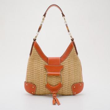 Pre Owned Dolce and Gabbana Woven Hobo with Orange Trim