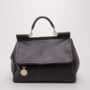 Pre Owned Dolce and Gabbana Black Miss Sicily Satchel