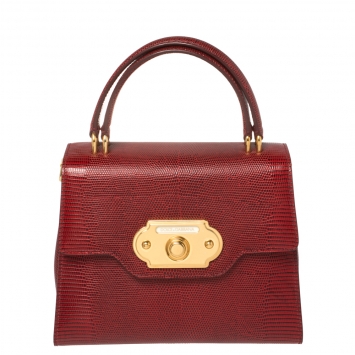 Pre Owned Dolce & Gabbana Red Lizard Embossed Leather Welcome Top Handle Bag