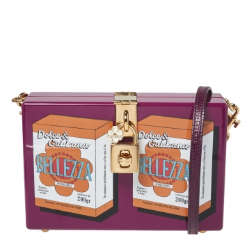 Pre Owned Dolce & Gabbana Purple Wood Bellezza Box Clutch Bag